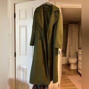 Boohoo Long Green Maxi Coat